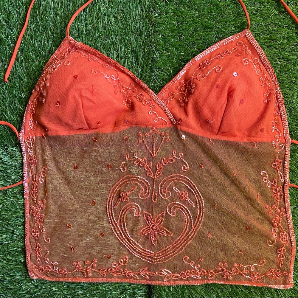 Orange Y2K halter top